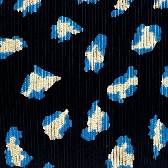 Marc Jacobs Abstract Leopard Print Corduroy Flap Clutch Blue Beige Button - Picture 16 of 16